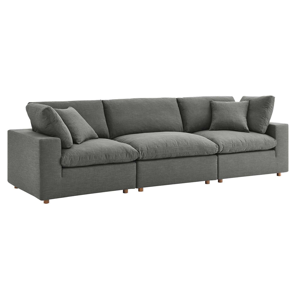 Commix Down Filled Overstuffed 3 Piece Sectional Sofa Set in Gray