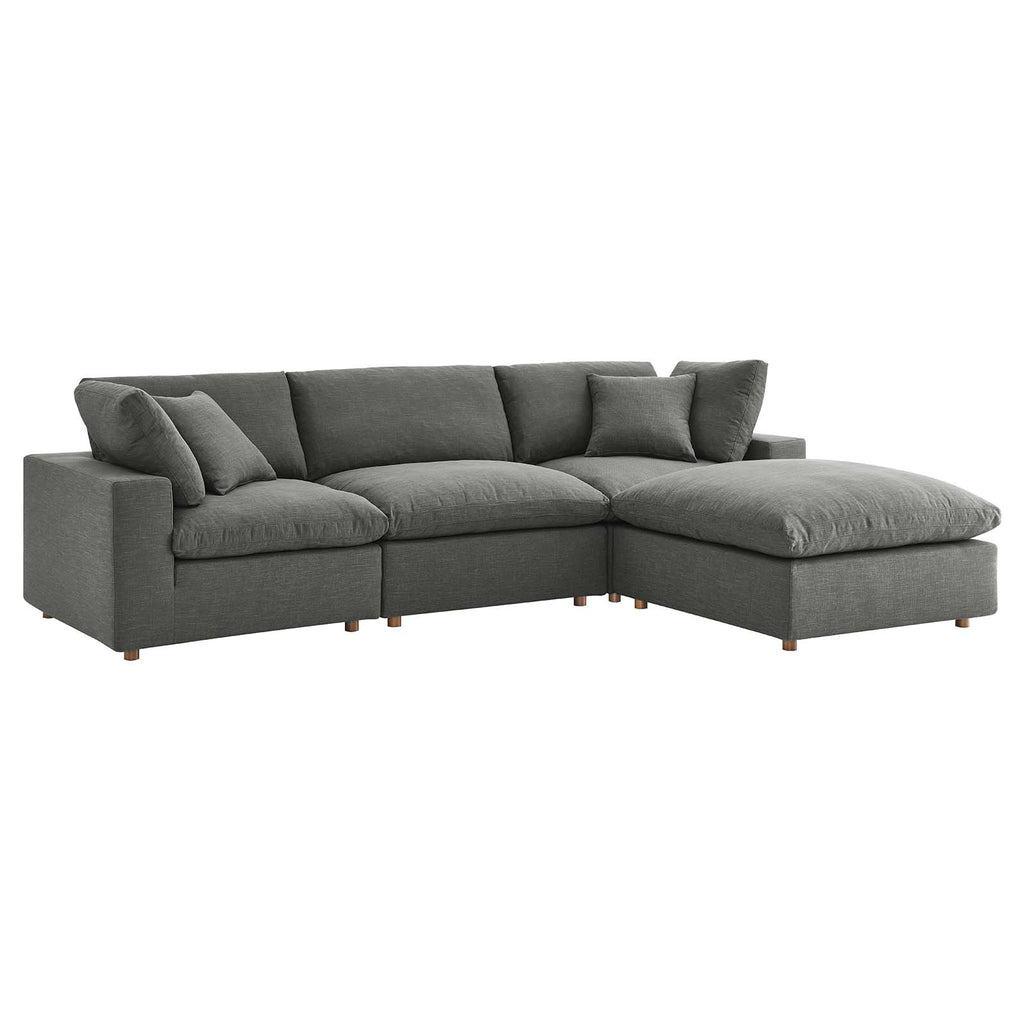 Commix Down Filled Overstuffed 4 Piece Sectional Sofa Set in Gray-2