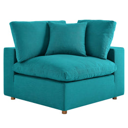 Commix Down Filled Overstuffed 4 Piece Sectional Sofa Set in Teal-1