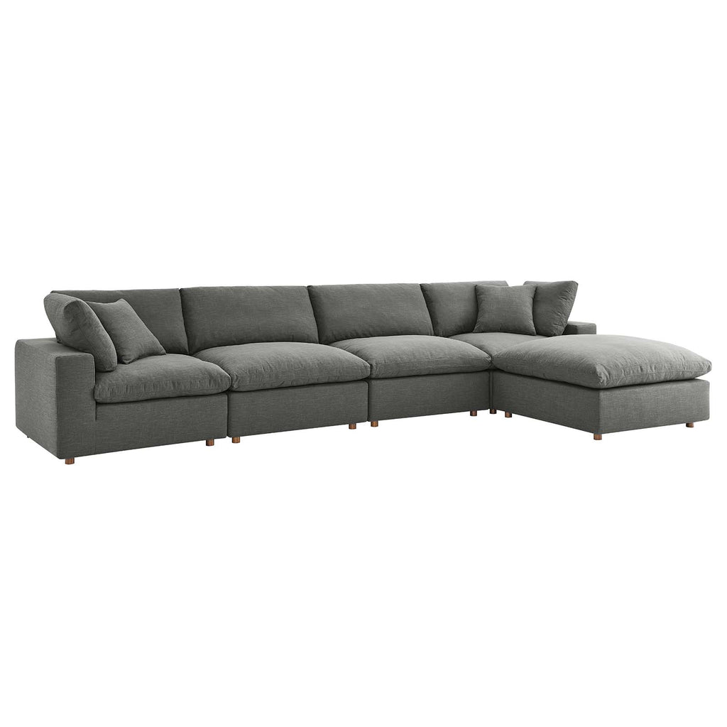Commix Down Filled Overstuffed 5 Piece Sectional Sofa Set in Gray-3