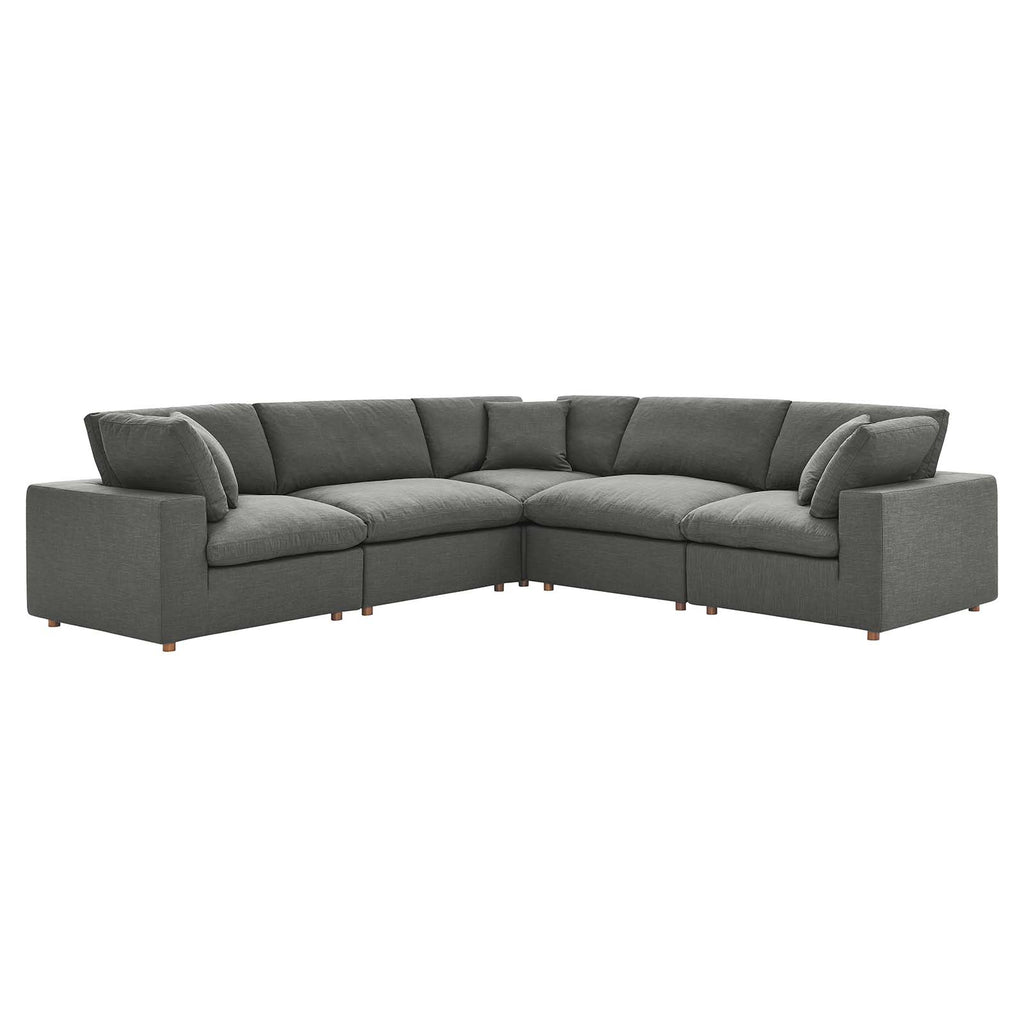 Commix Down Filled Overstuffed 5 Piece Sectional Sofa Set in Gray-2