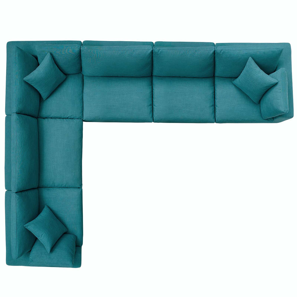 Commix Down Filled Overstuffed 6 Piece Sectional Sofa Set in Teal-2