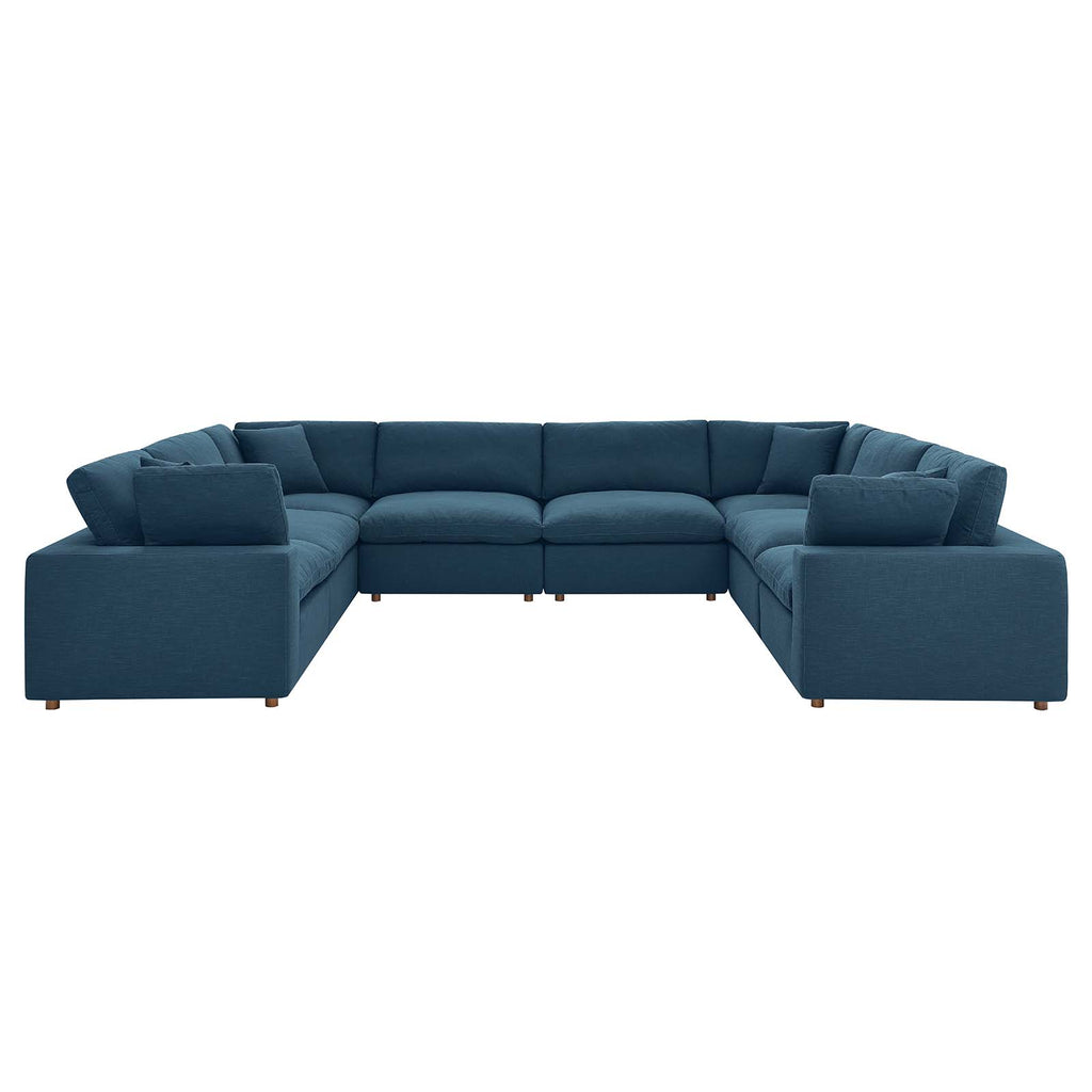 Commix Down Filled Overstuffed 8 Piece Sectional Sofa Set in Azure