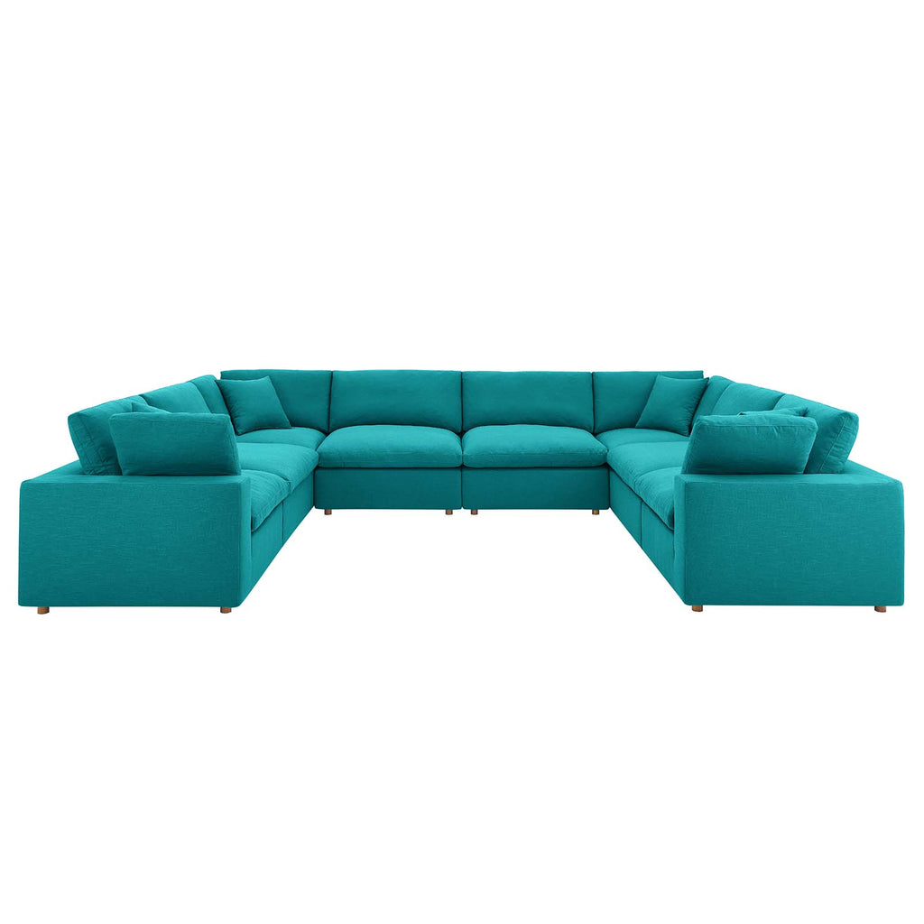 Commix Down Filled Overstuffed 8 Piece Sectional Sofa Set in Teal