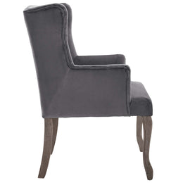 Realm French Vintage Dining Performance Velvet Armchair in Gray