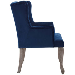 Realm French Vintage Dining Performance Velvet Armchair in Navy