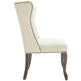Apprise French Vintage Dining Performance Velvet Side Chair in Ivory