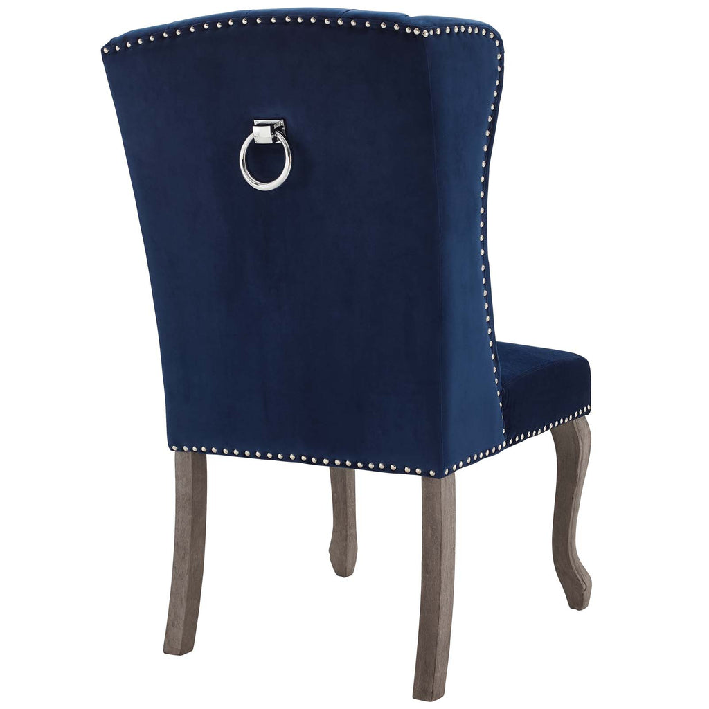 Apprise French Vintage Dining Performance Velvet Side Chair in Navy