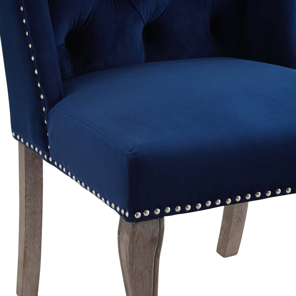 Apprise French Vintage Dining Performance Velvet Side Chair in Navy