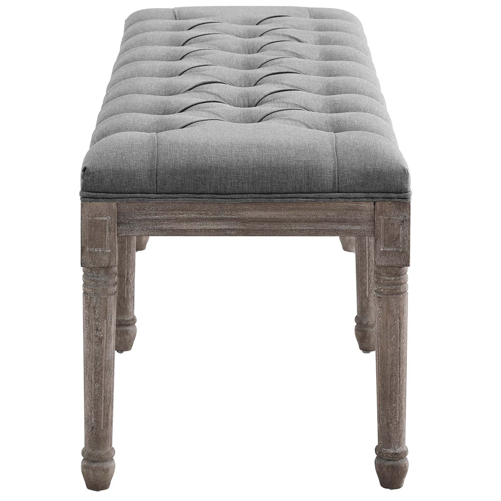 Province French Vintage Upholstered Fabric Bench in Light Gray