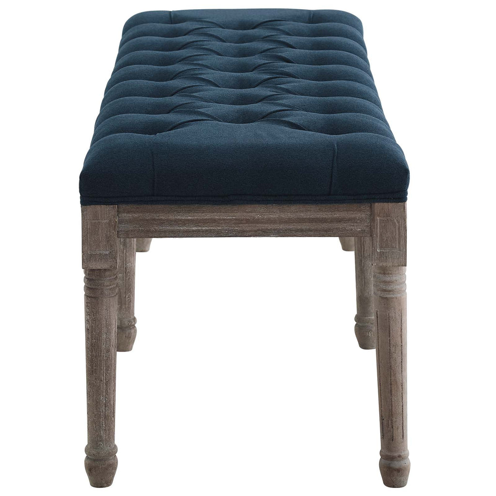 Province French Vintage Upholstered Fabric Bench in Navy