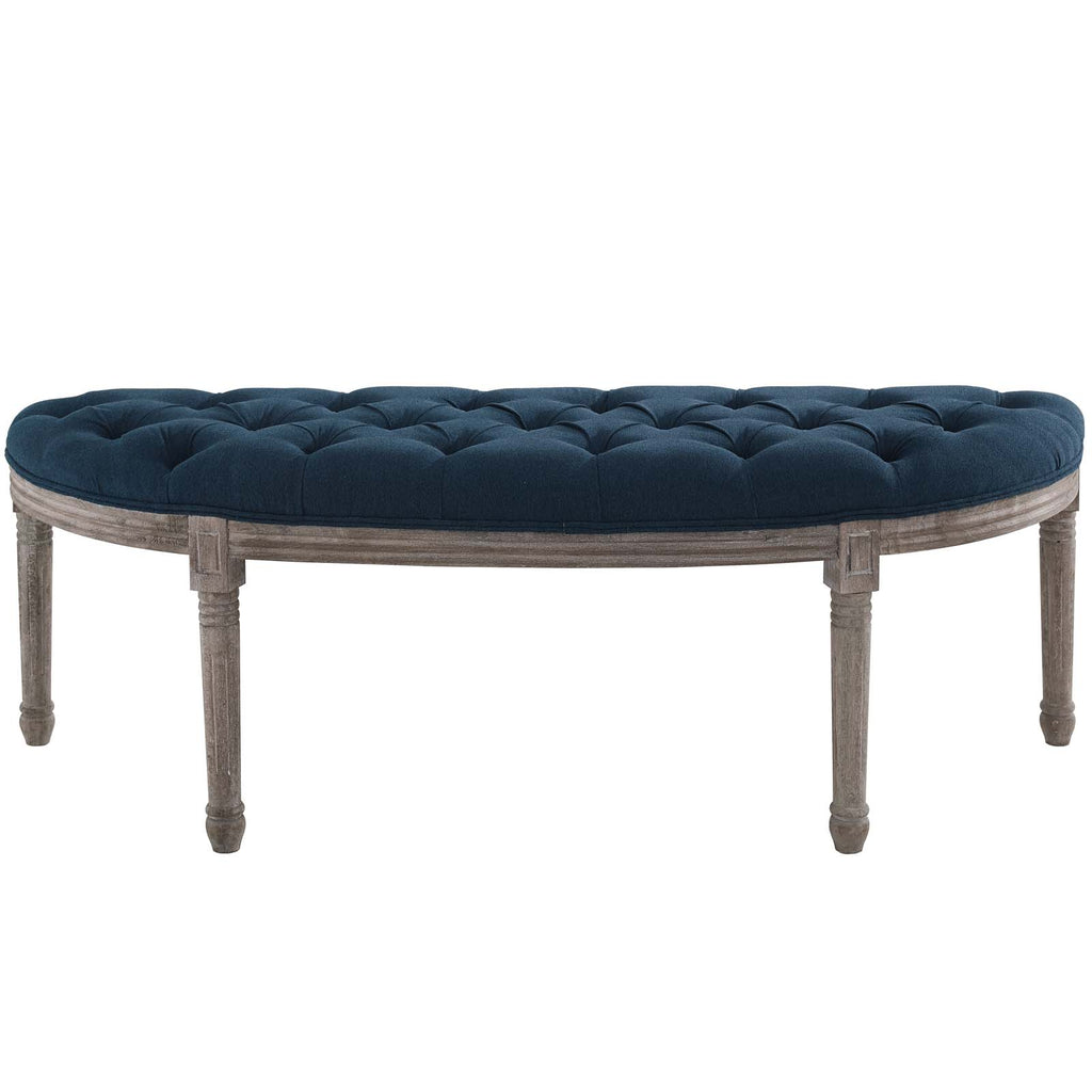 Esteem Vintage French Upholstered Fabric Semi-Circle Bench in Navy