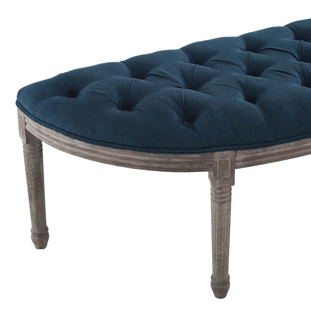 Esteem Vintage French Upholstered Fabric Semi-Circle Bench in Navy