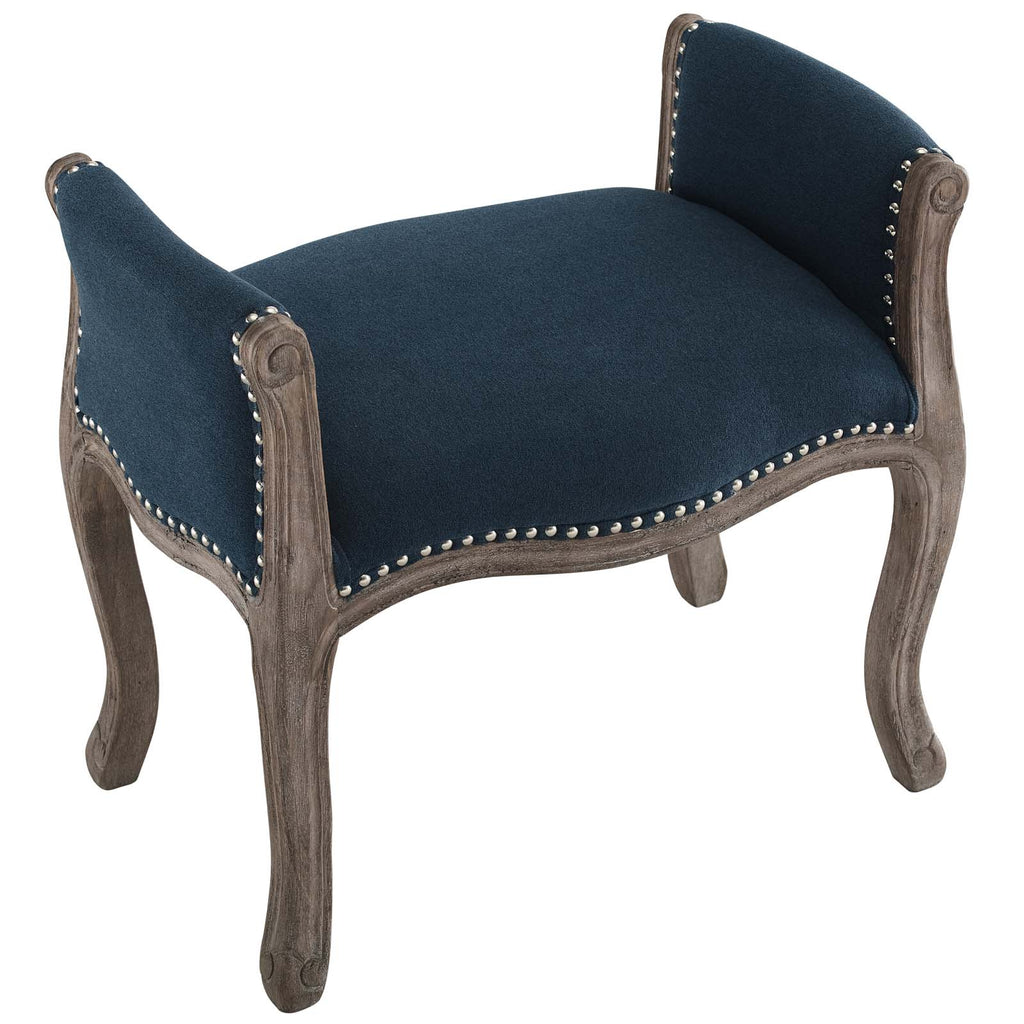 Avail Vintage French Upholstered Fabric Bench in Navy