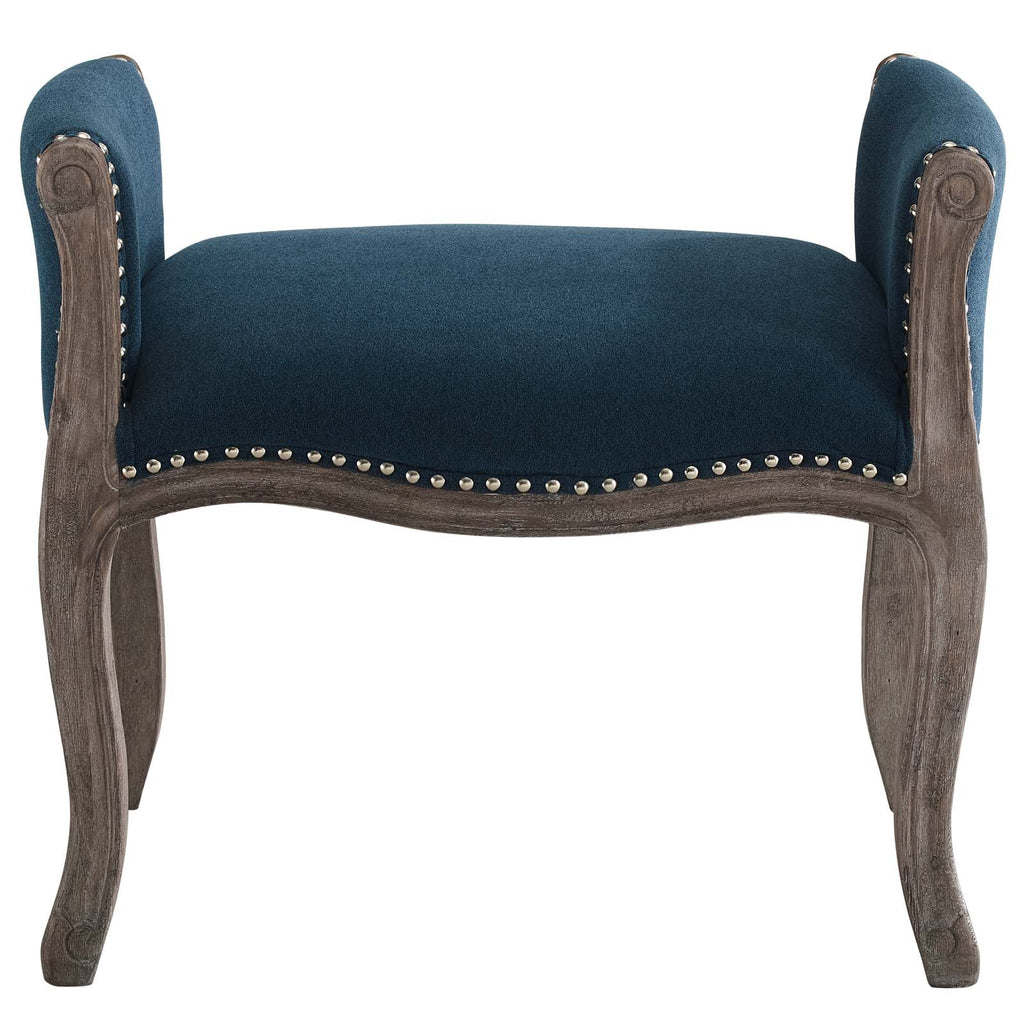 Avail Vintage French Upholstered Fabric Bench in Navy