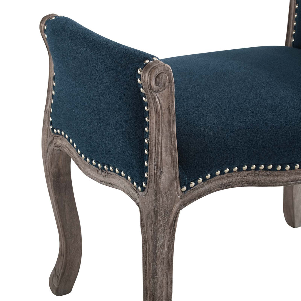 Avail Vintage French Upholstered Fabric Bench in Navy