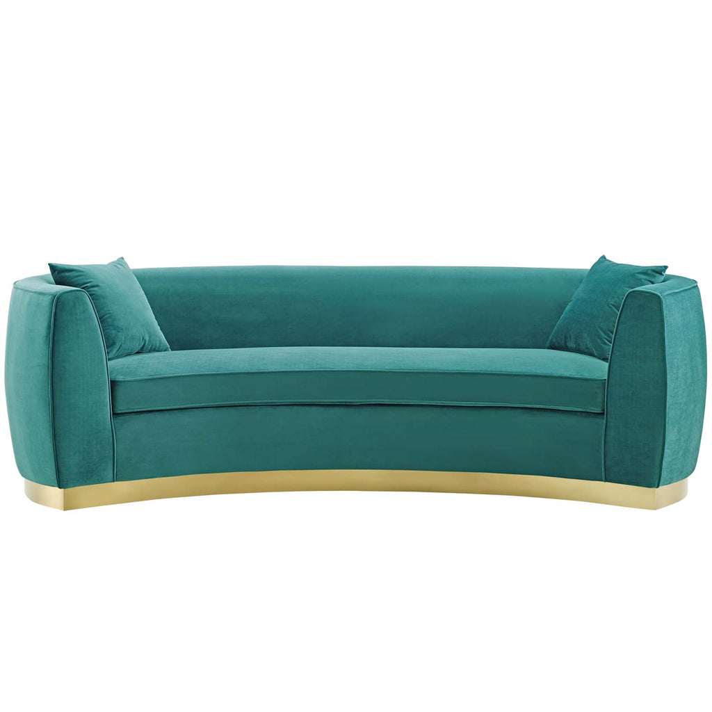 Resolute Curved Performance Velvet Sofa in Teal