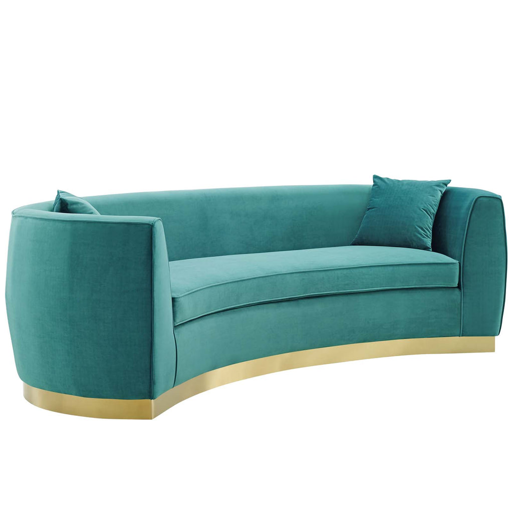 Resolute Curved Performance Velvet Sofa in Teal