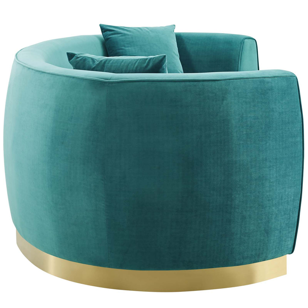 Resolute Curved Performance Velvet Sofa in Teal