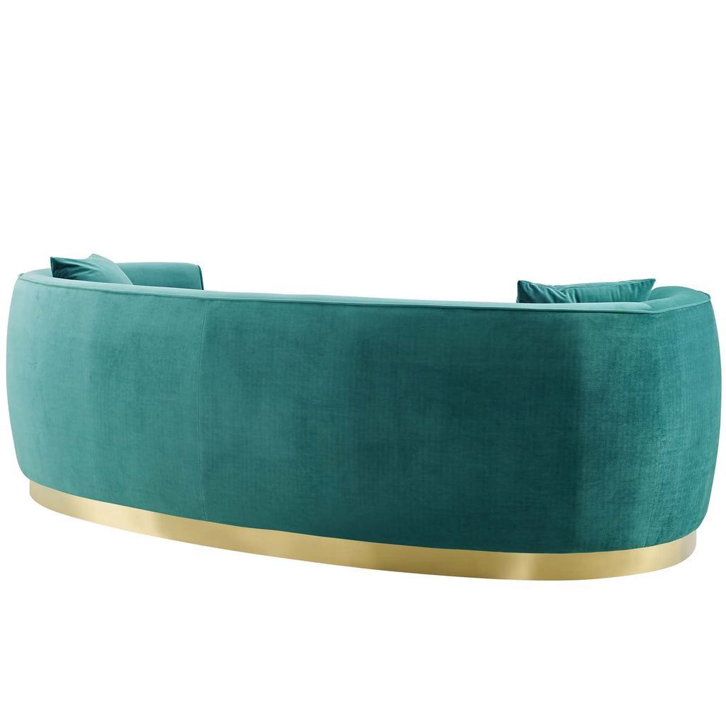 Resolute Curved Performance Velvet Sofa in Teal