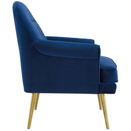 Revive Tufted Button Accent Performance Velvet Armchair in Navy