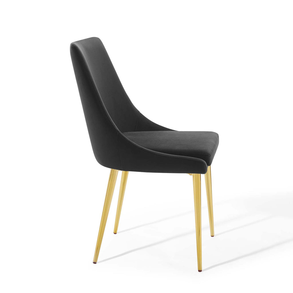 Viscount Modern Accent Performance Velvet Dining Chair in Black