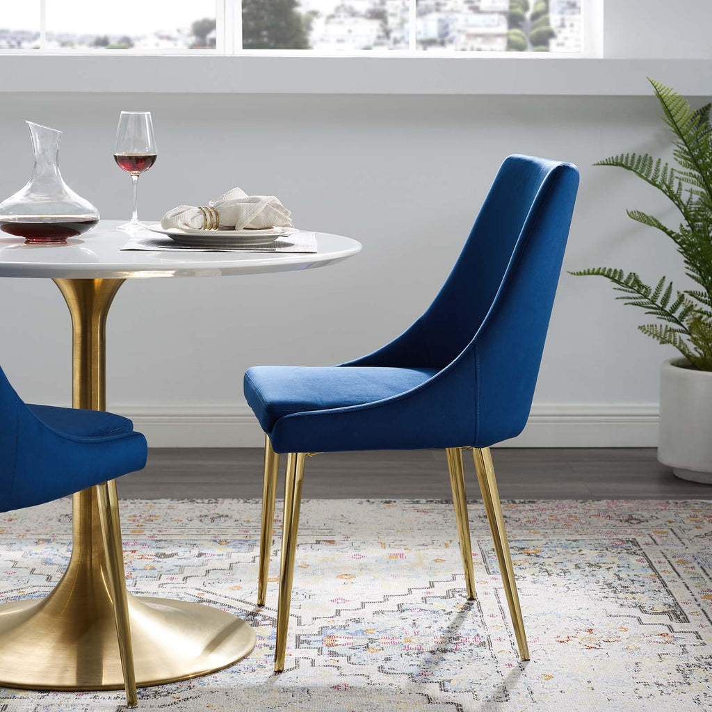 Viscount Modern Accent Performance Velvet Dining Chair in Navy