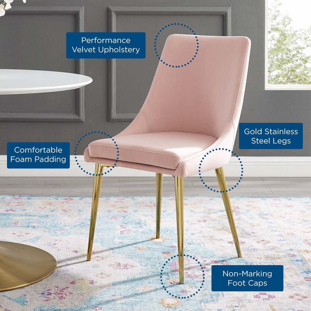 Viscount Modern Accent Performance Velvet Dining Chair in Pink