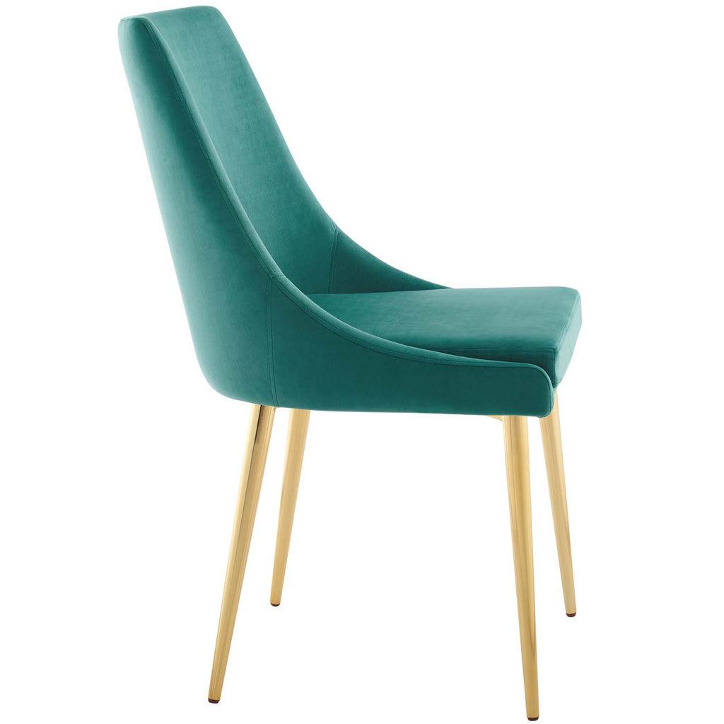 Viscount Modern Accent Performance Velvet Dining Chair in Teal