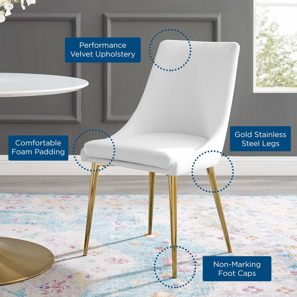 Viscount Modern Accent Performance Velvet Dining Chair in White