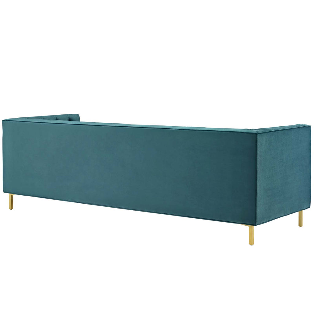 Delight Tufted Button Performance Velvet Sofa in Sea Blue