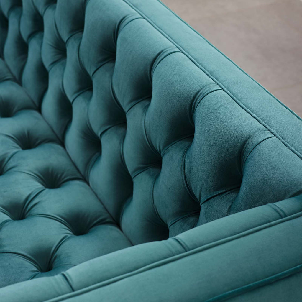 Delight Tufted Button Performance Velvet Sofa in Sea Blue