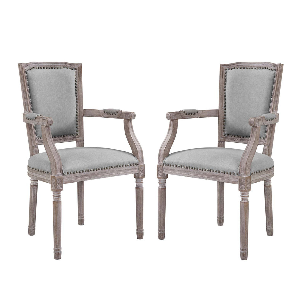 Penchant Dining Armchair Upholstered Fabric Set of 2 in Light Gray