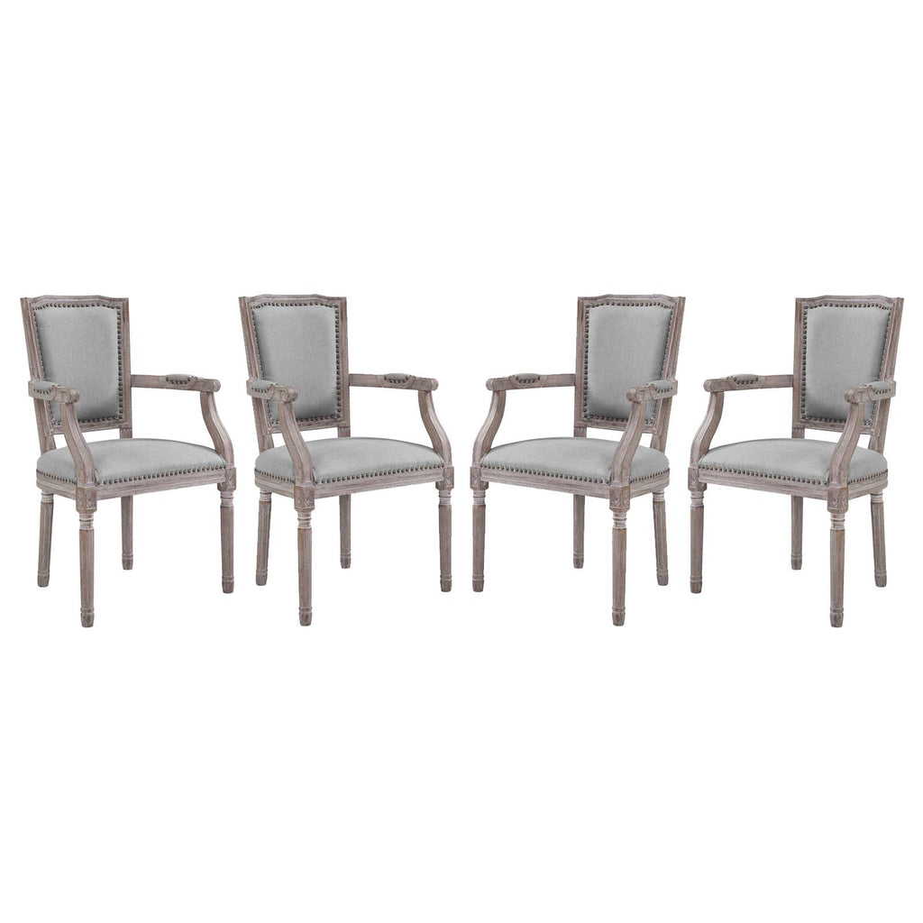 Penchant Dining Armchair Upholstered Fabric Set of 4 in Light Gray