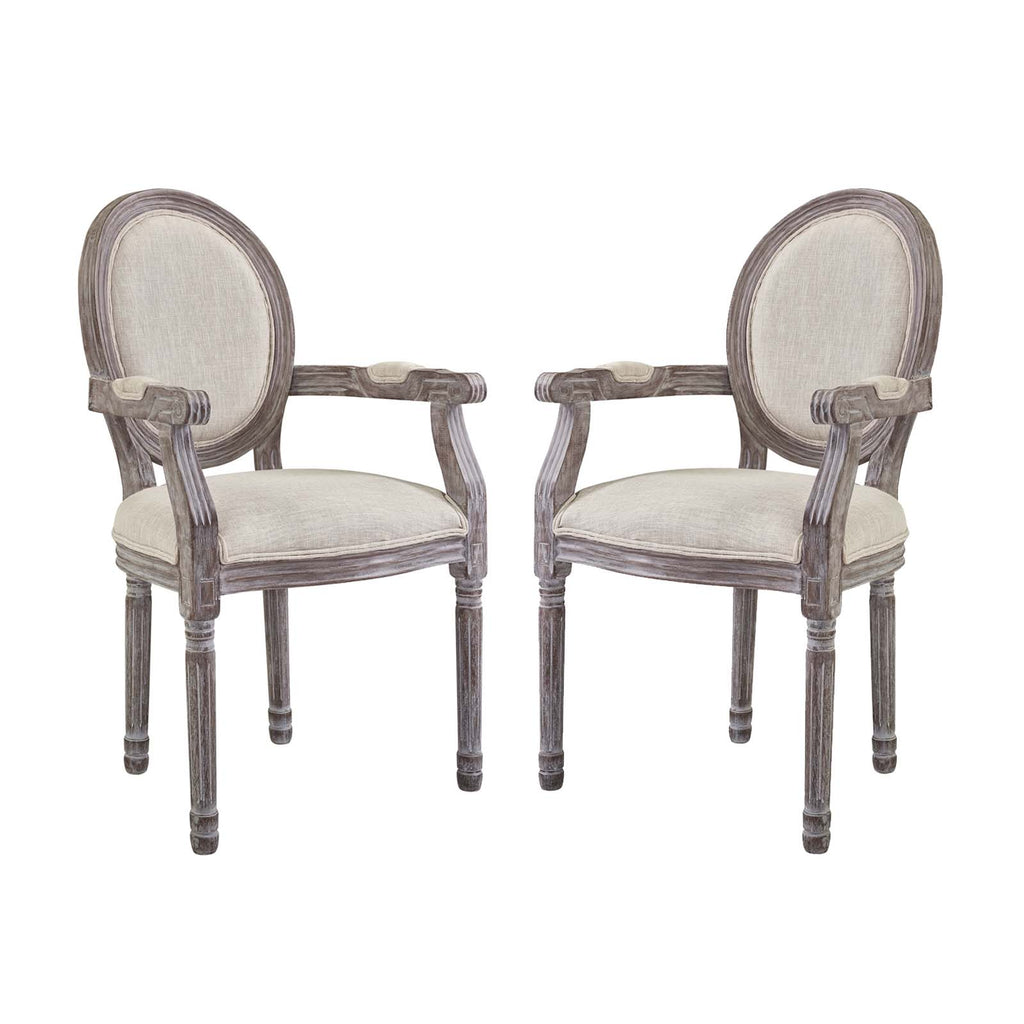 Emanate Dining Armchair Upholstered Fabric Set of 2 in Beige