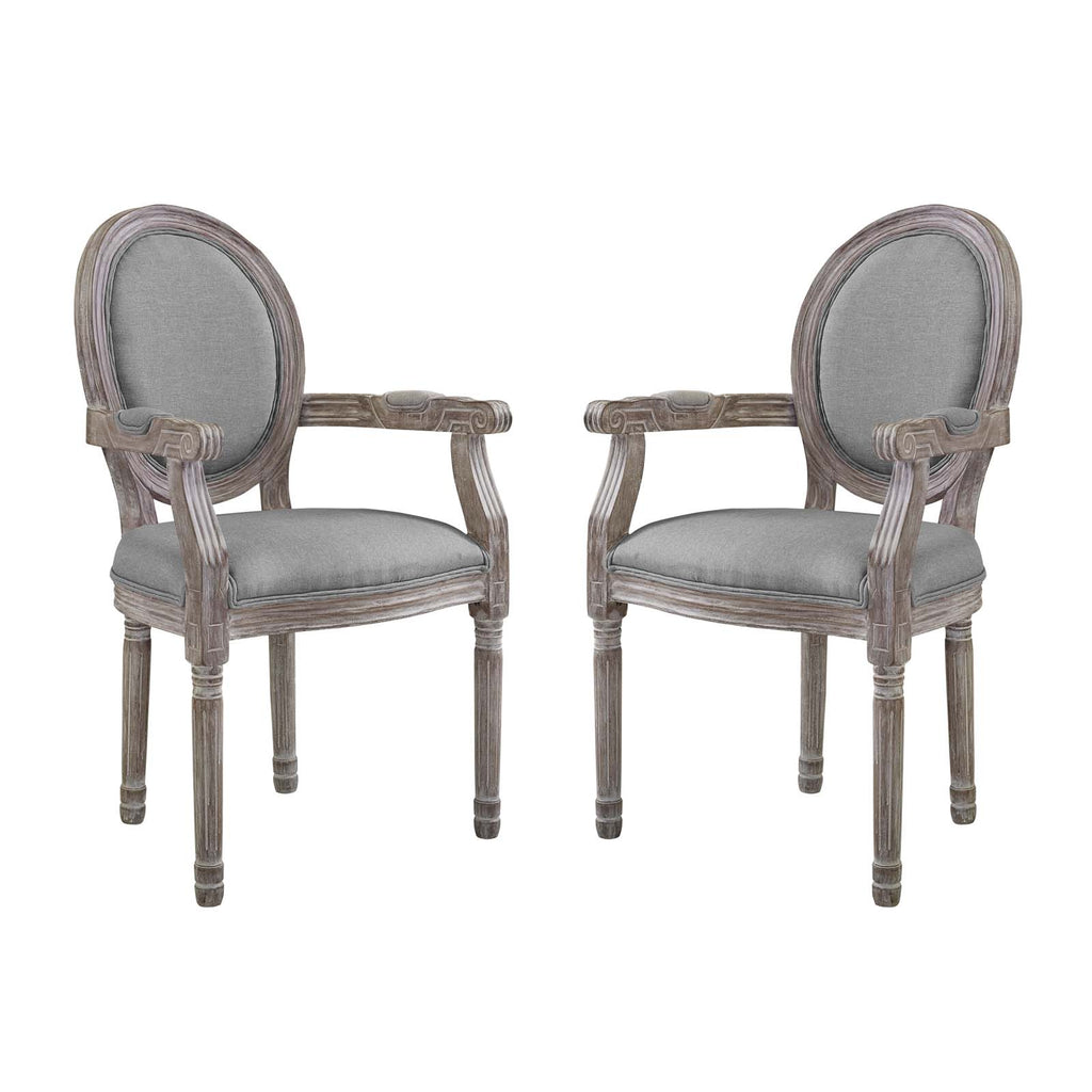 Emanate Dining Armchair Upholstered Fabric Set of 2 in Light Gray