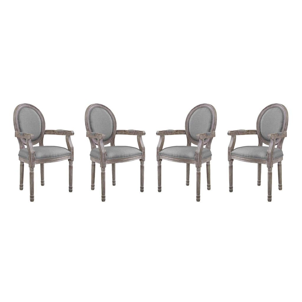 Emanate Dining Armchair Upholstered Fabric Set of 4 in Light Gray