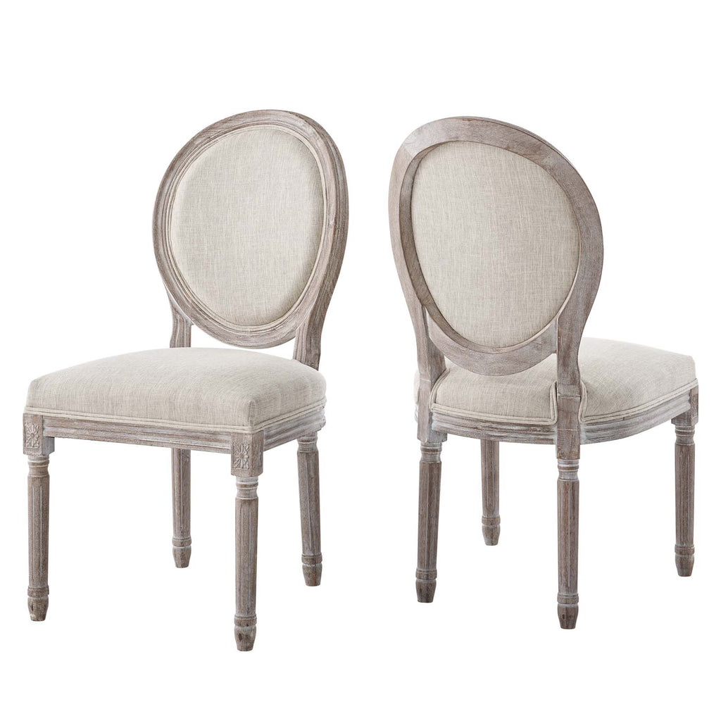 Emanate Dining Side Chair Upholstered Fabric Set of 2 in Beige