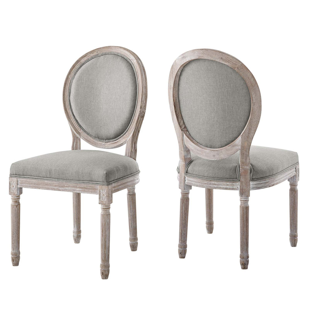 Emanate Dining Side Chair Upholstered Fabric Set of 2 in Light Gray