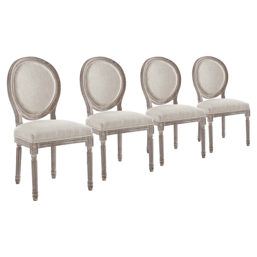 Emanate Dining Side Chair Upholstered Fabric Set of 4 in Beige