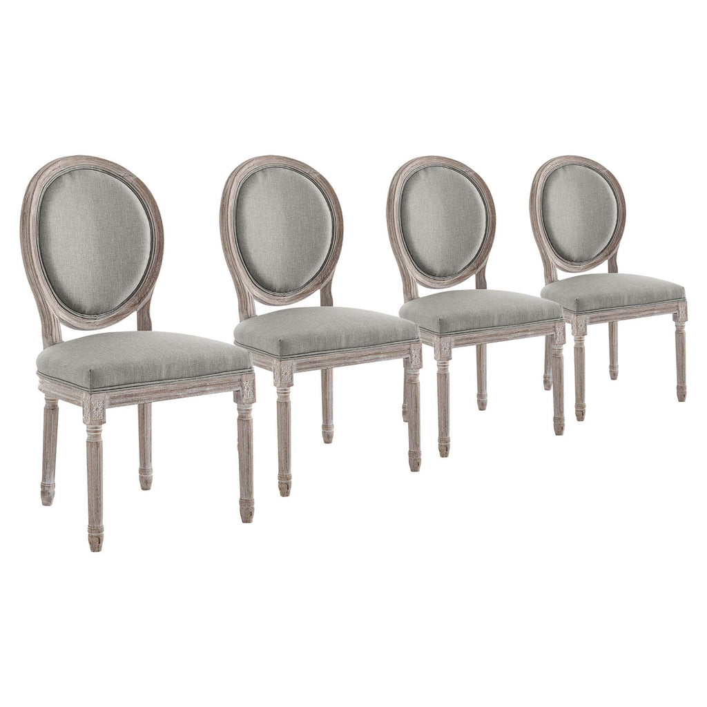 Emanate Dining Side Chair Upholstered Fabric Set of 4 in Light Gray