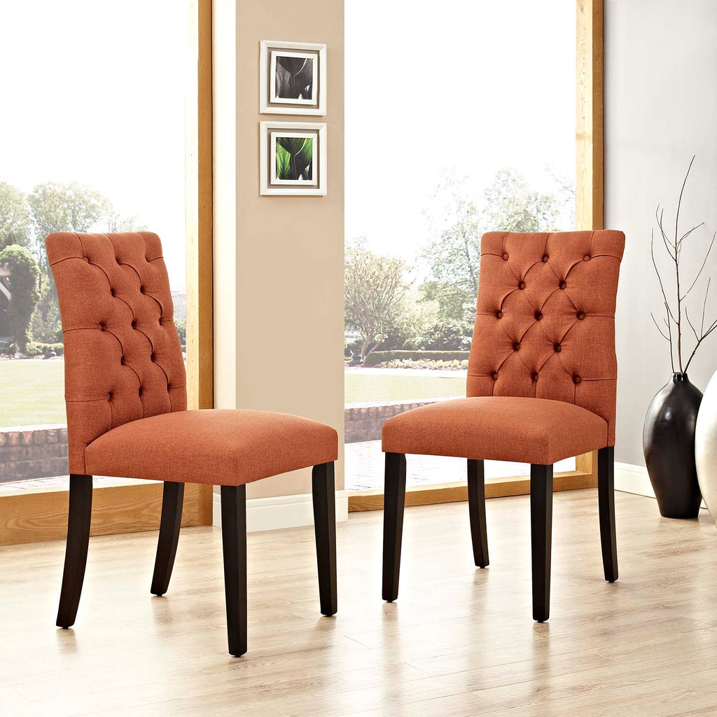 Duchess Dining Chair Fabric Set of 2 in Orange