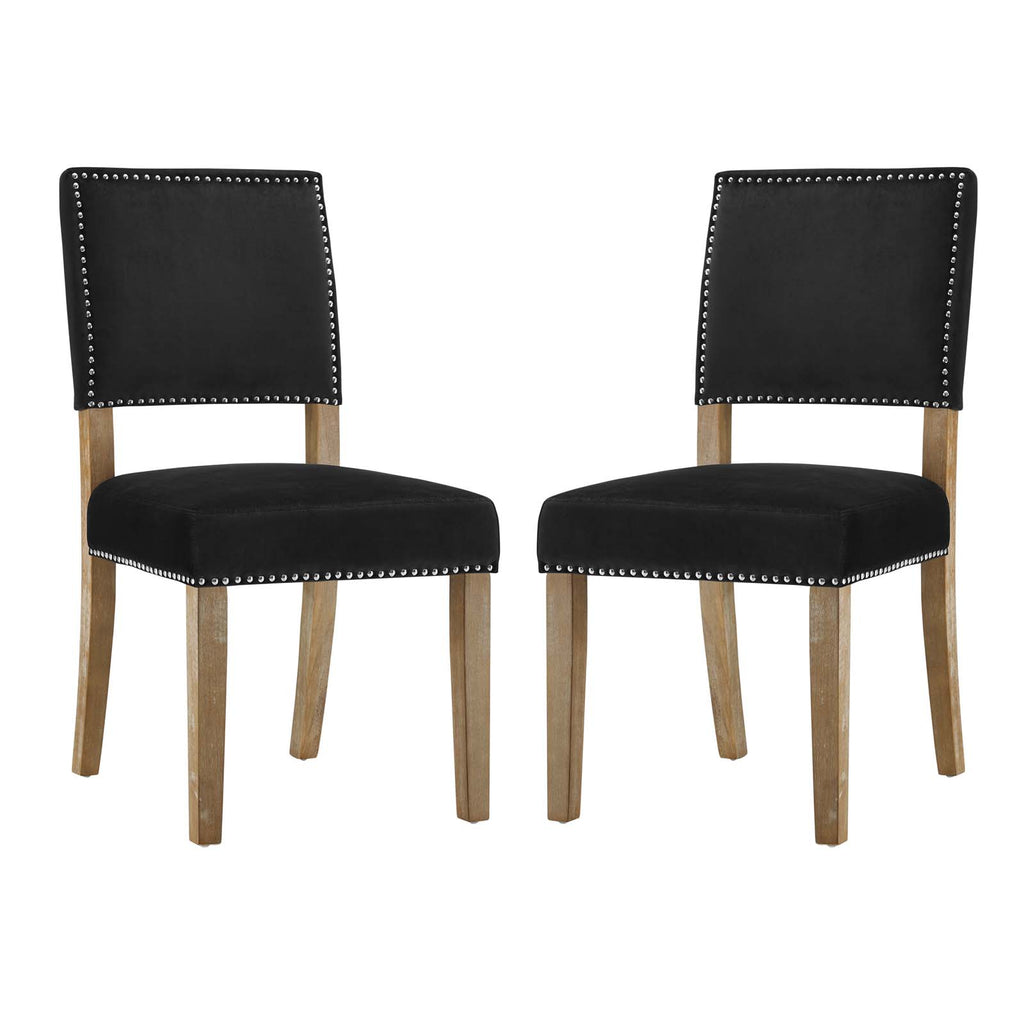 Oblige Dining Chair Wood Set of 2 in Black