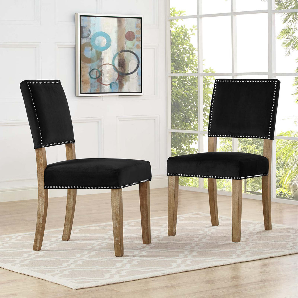 Oblige Dining Chair Wood Set of 2 in Black