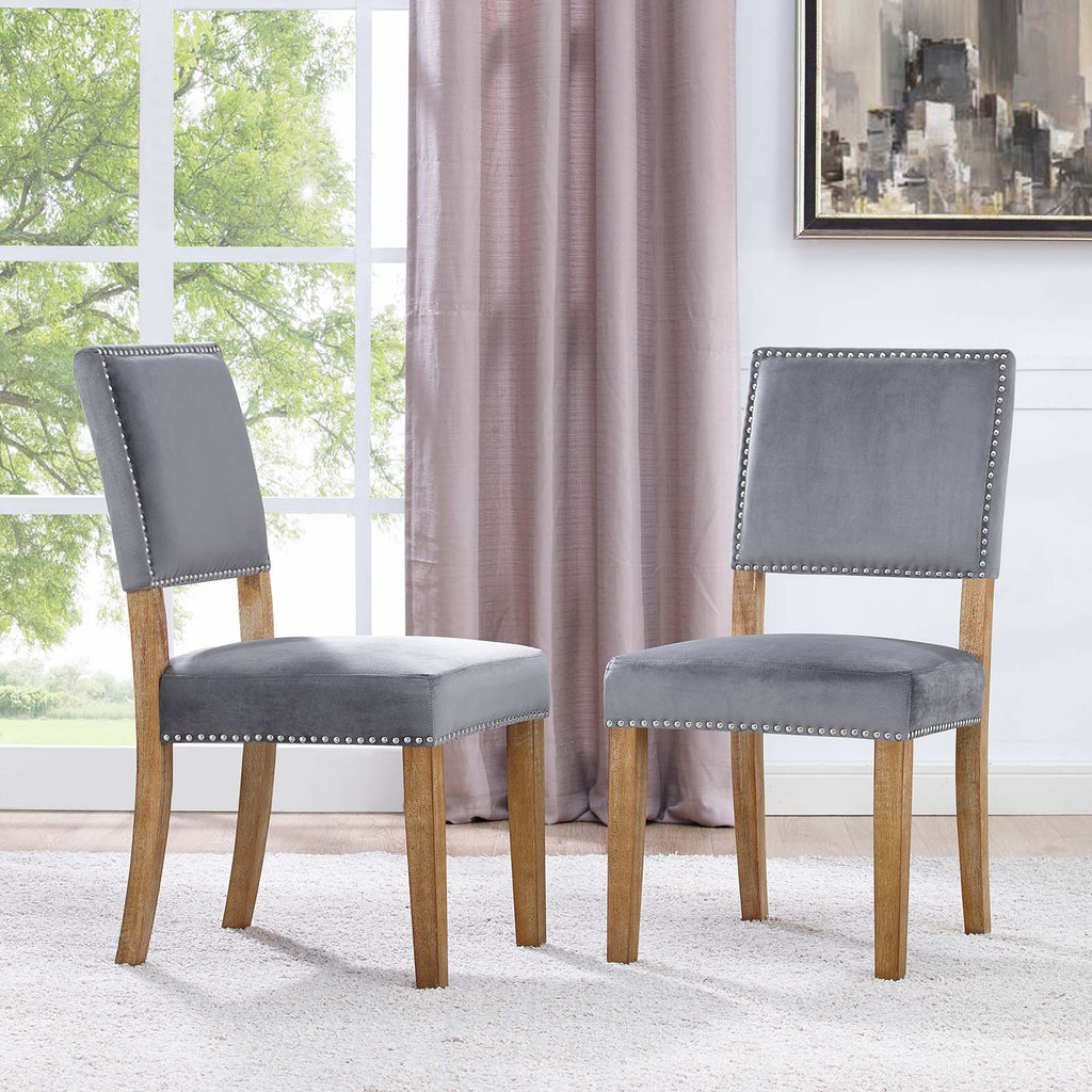 Oblige Dining Chair Wood Set of 2 in Gray