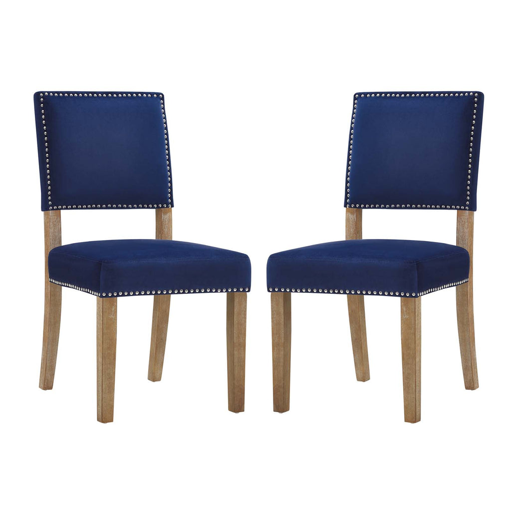 Oblige Dining Chair Wood Set of 2 in Navy