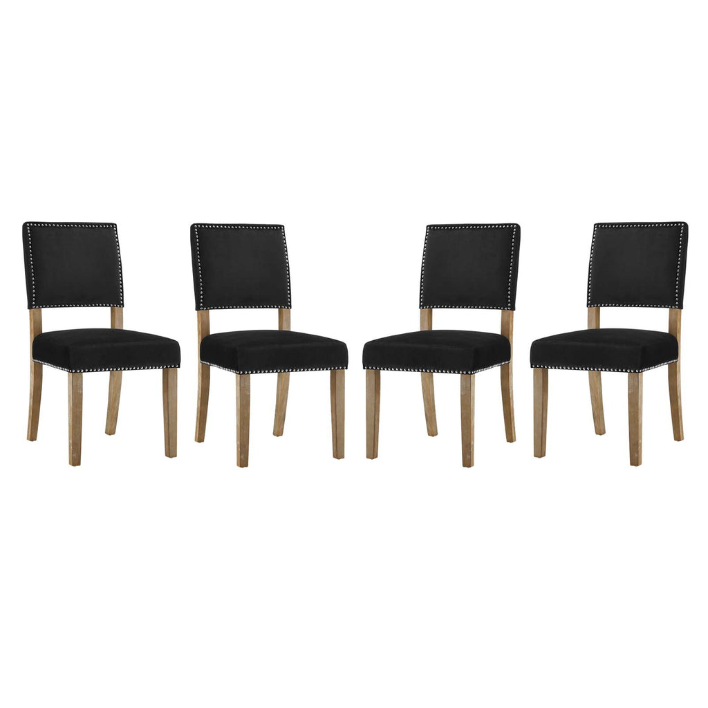 Oblige Dining Chair Wood Set of 4 in Black