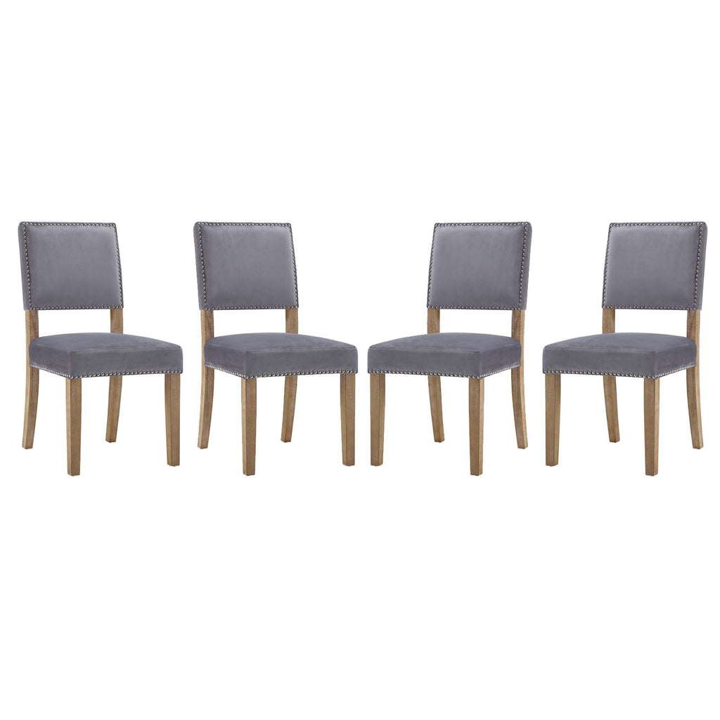 Oblige Dining Chair Wood Set of 4 in Gray