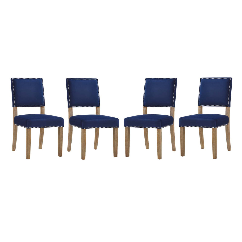 Oblige Dining Chair Wood Set of 4 in Navy