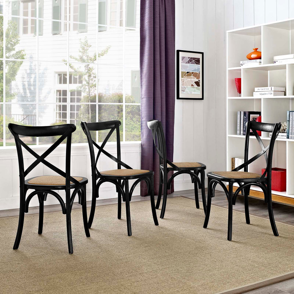 Gear Dining Side Chair Set of 4 in Black